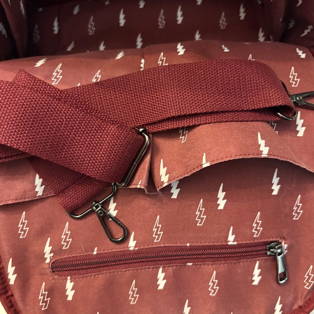 Rad Rev Burgundy Corduroy Backpack Lightning Bolt Lining Mini Diaper Bag Travel - Picture 12 of 12